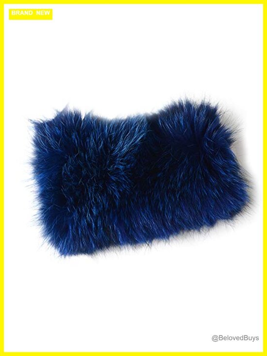 Genuine Fox Fur Headband Ear Warmer Women\'s Winter Knit Neck Warmer Scarf